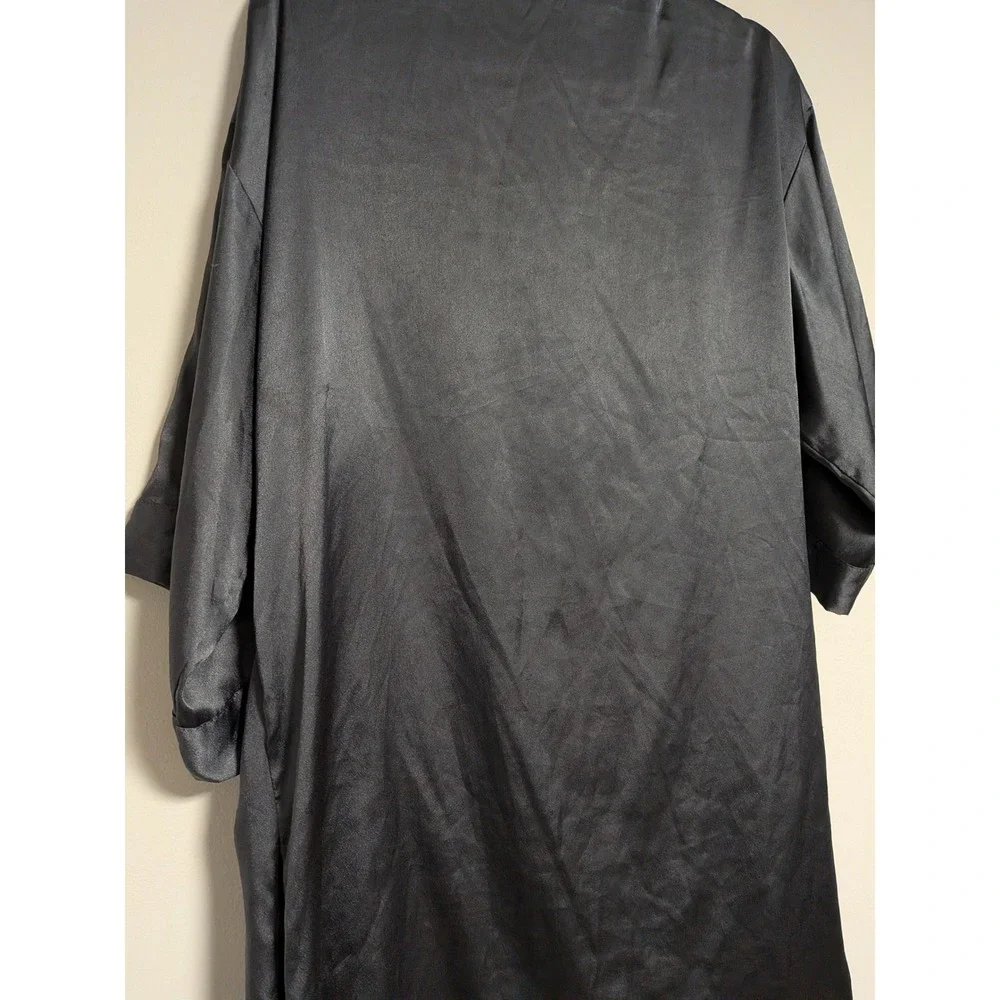 Victoria's Secret Black Satin Kimono Robe XS/S Short Lingerie Sleepwear Wrap - Picture 10 of 12